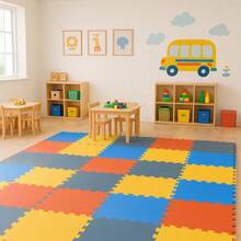YESH MARKET Juego de 16 tapetes infantiles de fomi/foamy/EVA foam armables tipo rompecabezas, cada uno de 32 * 32 cm (superficie total 124 * 124 cm) y 10 mm de grosor, suaves, acolchados y resistentes. Ideales para cuarto de niños, áreas de juego o guarderías, brindan protección antigolpe y comodidad. Material impermeable, fácil de limpiar, comodos y duraderos. Perfectos para crear un espacio divertido y reconfortable para bebés y niños pequeños. - Rojo - Ver 3