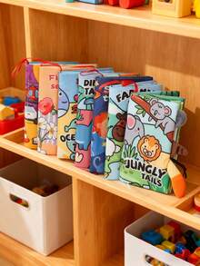 1本7主题磨牙布书，带沙沙纸，早教认知玩具，新生儿复活节/斋月/派对玩具 - 彩色 - 查看 5