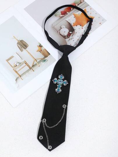 1 st. dammode, glänsande lyxigt kristallkorsdekorerat chokerhalsband, lämpligt för vardag, vardag, utflykt, dejt, fest, shopping