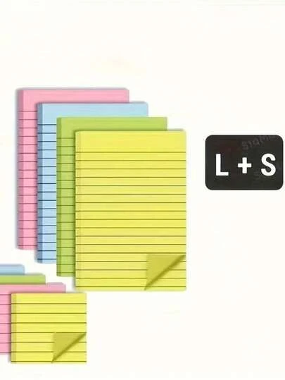 彩色大号横线便签纸，创意简约可移除备忘录，强力粘性可重复使用便签纸