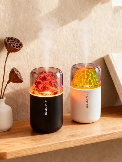 1pc 180ml USB Car Humidifier, Volcano Eruption Design, Gradient Color Light, Quiet Mist Diffuser, 2 Modes, Essential Oil Aroma Diffuser, Suitable For Car, Bedroom, Desktop