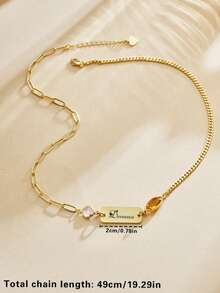 Customized Minimalist Fashion Personalized Small Nameplate Rhinestone Pendant Laser Engraved English Letter Name Customized Necklace - Multicolor - View 5