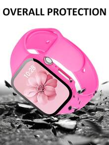 二合一运动硅胶表带和表壳套装，兼容 40mm、41mm、42mm、44mm、45mm、46mm 和 49mm 尺寸的 表带和表壳。柔软舒适的硅胶表带搭配铆钉表扣。防震防刮的硬质 PC 材料和钢化玻璃保护膜一体成型。兼容 Series Ultra/11/10/9/8/7/6/5/4/SE。男女通用智能手表表带和表壳套装。 - 芭比粉 - 查看 4