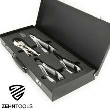 PLIERS SET IN FOAM TRAY COMBI WIRE CUTTERS MOLE GRIP & METAL STORAGE TOOL BOX - B - View 1