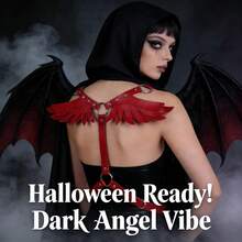 哥特式天使翅膀束身衣，可调节人造皮革身体束身衣，适合万圣节、夜店、锐舞派对服装 - 翅膀 - 查看 1