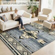 Western Rugs For Living Room Bedroom Dining Kitchen Washable Area Rugs For Home Decor Non Slip 6ft X 9ft Grey - 9' X 6' (Rectangular)+Millennial Gray - View 3