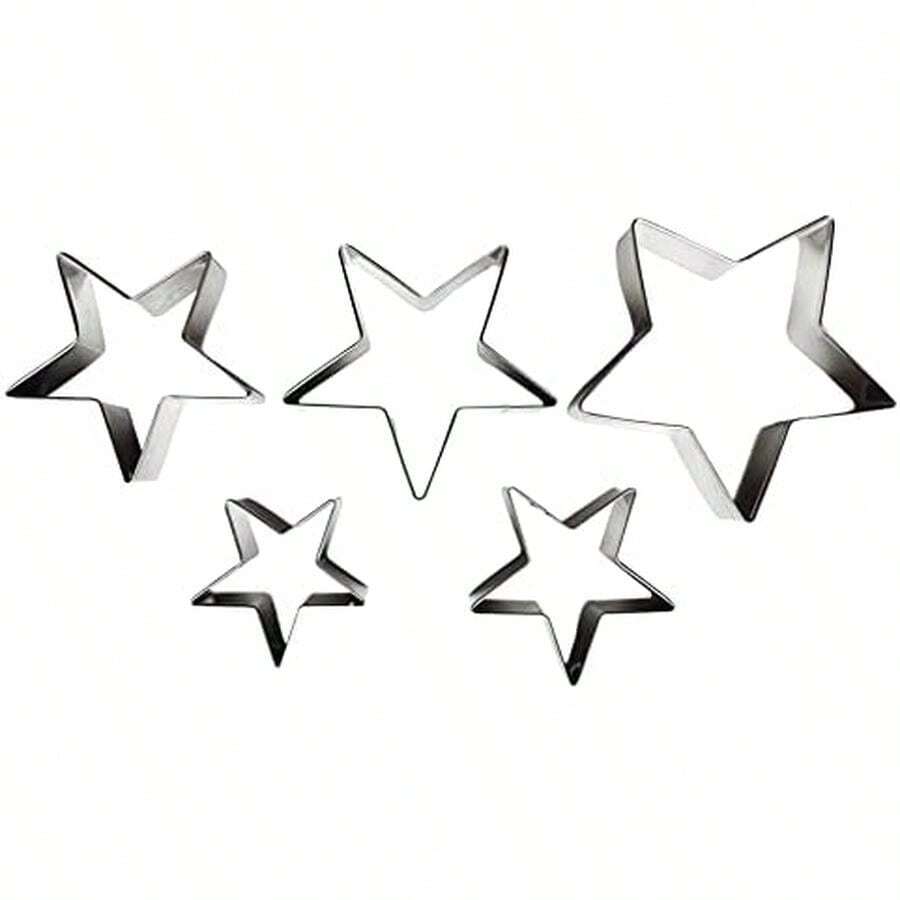 5 PCS Set Stainless Steel Fondant Cake Mold Cookie Cutters (Star) - / - Xem 1