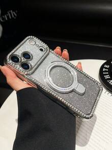 1pc Rhinestone Frame Shell Ombre Glitter Paper + Stand Gold-Plated Phone Case Compatible With IPhone 17/11 Pro/11 Pro Max/12/12 Pro/12 Pro Max/13/13 Pro/13 Pro Max/14/14 Pro/16 Plus/14 Pro Max/15/15 Pro/15 Plus/15 Pro Max/16/16pro/16promax/16plus Protective Case - Multicolor - View 32