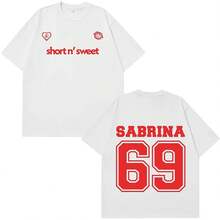Sabrina CarpenterS Short N' Sweet Merch T Shirt Men Women Loose Aesthetic T-Shirts Cotton Oversized T - 白色 - 查看 1
