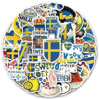 61pcs Swedish Vinyl Stickers, Beautiful And Practical, Suitable For Scrapbooks, Diaries, Bumpers, Skateboards, Water Bottles, Helmets, Water Cups, Car Stickers, Etc.
