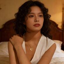 1PC[Star Moon]Personalized Stainless Steel Moon Star Arabic Name Pendant Necklace, Fashionable And Elegant Custom Jewelry, Unique Gift, Suitable For Daily Wear - Multicolor - View 2