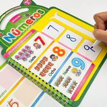 Erasable Spanish Alphabet & Numbers Practice Book Set Kids Preschool Spanish Educational Learning Workbook Reusable Dry Erase Writing Activity Book - Multicolor - View 10