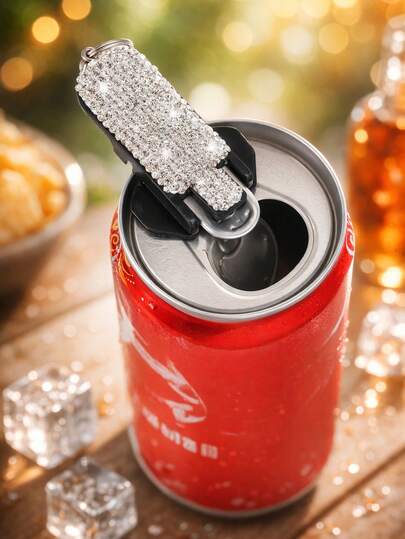 Diamond Decorated Soda Can Opener, Reusable Easy Pull Tab Bottle Opener, Simple Bottle Cap Opener, Dust And Insect Proof, Glitter Beverage Opener Keychain, Suitable For Soda, Beer And Soft Drinks At Parties, BBQs, Beaches And More