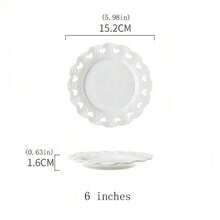 10/8/6 Inch European Style Ceramic Embossed Heart Plate, Pure White Hollow Heart Shaped Dinner Plate, Household Dish, Cake Stand, Ceramic Breakfast Dessert Plate, Western Pasta Salad Fruit Plate, Practical - Multicolor - View 5