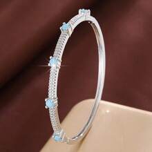 1 pièce Bracelet minimaliste pour femmes avec design géométrique à points et incrusté de zirconium cubique - Multicolore - Voir 4