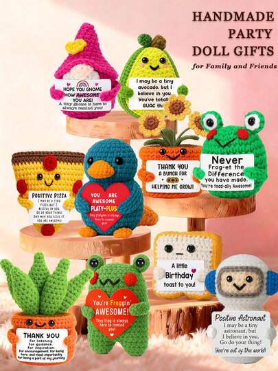 1pc Handmade Crocheted Desktop Decor Figurine, Cute Design Gift For Best Friend, Birthday, Girlfriend, Sister, Mom, Grandma, Coworker, Family, Positive Emotion Support, Creative Party, Mother's Day, Father's Day, Children's Day, Plush Doll, Room Decor, Small Gift, Souvenir