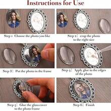 1件套DIY婚礼花束照片吊坠胸针制作套装 - 单层蕾丝相框婚礼吊坠椭圆形玻璃凸面宝石相框带吊坠 - 單相框胸針 - 查看 5