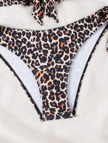 New Leopard Print Sexy Spaghetti Strap Bikini Two Pieces Swimwear, Summer Beach Vacation Style For Women - Multicolor - View 6