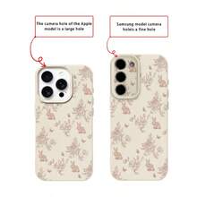 1pc TPU Material Spring Butterfly & Rabbit Pattern Phone Case Compatible With IPhone 17 Pro Max/17/16 Pro Max/15/13/12/11, S20 FE/A15/S24/A55, Note 11/12/13 Pro, Full Coverage Anti-Drop Soft Protective Phone Cover - White - View 7