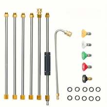 Extension Rod For High-Pressure Cleaning Machines, Featuring A 1/4 Quick-Connect Nozzle For Electric Cleaners, Equipped With Various Nozzle Tips, Ideal For Manually Cleaning Rain Gutters, Roof Drainage Systems, And Building Exteriors. - Bộ dụng cụ vệ sinh mạnh mẽ - Xem 2