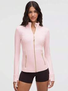 Lululemon Define Jacket Nulu-For Yoga Gym Running-Sweat-Wicking-Yoga-All Seasons Sport-Spring/Summer-Autumn/Winter-Back To School- Mother's Day Gifts-Father's Day Gift - Blissful Pink/Gold/Gold - 查看 1
