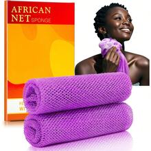 4 Pieces African Net Sponge For Deep Exfoliation – African Net Sponge Authentic, Exfoliating Washcloth, Quick-Drying African Net For Smooth & Glowing Skin - Purple,Purple - View 7