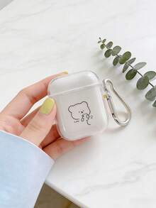 1pc Transparent Case With Line Design Bear Pattern Earphone Case + Hook, Suitable Compatible With Apple Earphones Protective Case Pro2/4/3, Pro3 Earphone Case - Multicolor - View 11