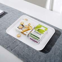 Bandejas de plástico para comida rápida, bandejas de cafetería, juego de 4 bandejas de servir (blanco) - Blanco - Ver 5