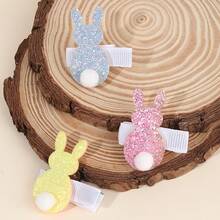 ZOYO 6-Piece Easter Bunny Hair Clips – Glitter Rabbit Hair Accessories – Polyester Non-Woven Fabric Barrettes – Four Seasons Casual Style – Teen Animal Pattern Hair Clips – Festive Holiday Hair Embellishments - Rabbit - View 4
