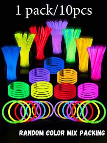 Set de 10 piezas de varitas luminosas para fiestas, incluye conectores, paquete de valor de varitas luminosas multicolor, varitas fluorescentes de larga duración, varitas brillantes transformables, adecuadas para hacer collares, pulseras, gafas, flores, aplicables para fiestas, festivales de música, campamentos, carreras nocturnas, decoraciones de bodas, fiestas de cumpleaños y talla grande - multicolor - Ver 11