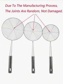 3pcs Stainless Steel Strainer Set - Long Handle Stainless Steel Frying Mesh Skimmer, Kitchen Frying Mesh Skimmer, Oil Strainer Fine Mesh Skimmer For Frying French Fries, Chicken, Kitchen Cooking Tool - Multicolor - View 6