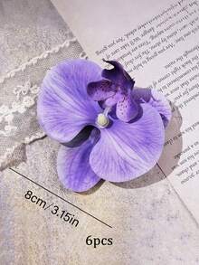10/6/3pcs Phalaenopsis Orchid Cake Decorations, Artificial Flower Cake Toppers, Realistic Touch, Wedding Birthday Party Decor, DIY Accessories - Purple - View 10