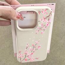 1pcs Cherry Blossom Phone Case Suitable For Apple Phone 11 12 13 14 15 16 17 PRO MAX X XSMAX Antidrop Phone Case Camera Protection Phone Case Vintage Light Luxury Style Elegant Stunning Can Be Given To A Lover Can Be Given To Friends - 白色 - 查看 4
