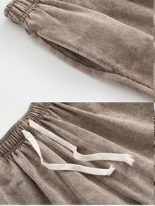 2026 Must-Have 260G Heavyweight Oversized Acid Wash Black Denim Shorts For Men, Comfy Baggy Fit With Elastic Waist & Adjustable Drawstring, Vintage Washed Summer Streetwear Shorts Ideal For Daily Casual, Skate Sessions And Weekend Hangouts - 摩卡棕 - 查看 8