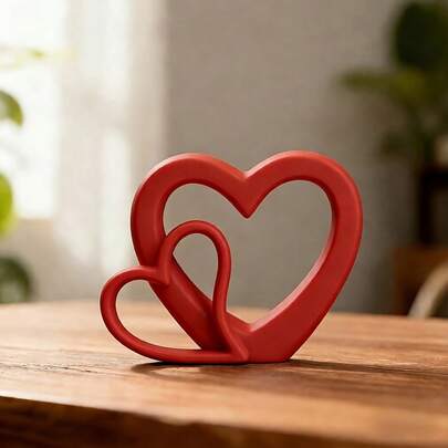 心形节日家居装饰爱情摆件，情人节礼物，婚礼，周年纪念日礼物，塑料情侣雕塑，适用于家居和办公桌或书架装饰 - 象征情侣的雕像