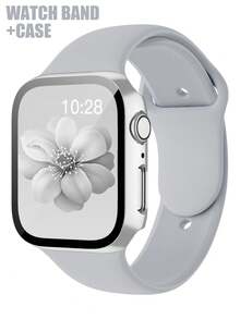 淺灰色錶帶+銀色錶殼