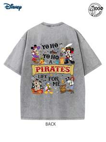 Yo Ho Ho A Pirate's Life For Me Shirt, Disney Family Cruise Shirt, Pirate Gift, Magic Kingdom Adventure Shirt, Disneyland Pirate Crew Shirt,Men Clothes,230G Washed High-Quality Cotton Printed T-Shirt, Suitable For Retro Streetwear And Outdoor Sports And Leisure, Comfortable And Fashionable, Matching Outfits For Couples - Grey - View 2