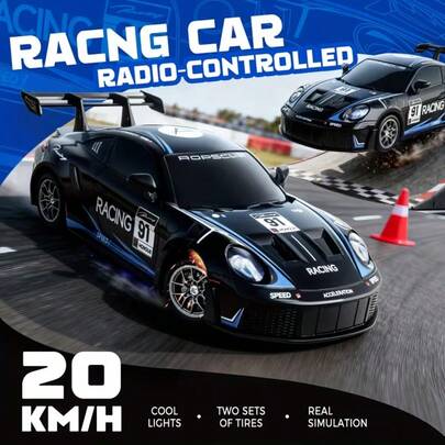 Carro de drift com controle remoto em escala 1:24, brinquedo RC de 2,4 GHz com luzes, pneus e acessórios para superar obstáculos, presente ideal para meninos e meninas em aniversários, Halloween, Natal e Dia de Ação de Graças - Carro de corrida de drift de alta velocidade (20 km/h), veículo off-road 2 em 1 para todos os terrenos, carro RC de plástico com modo drift.