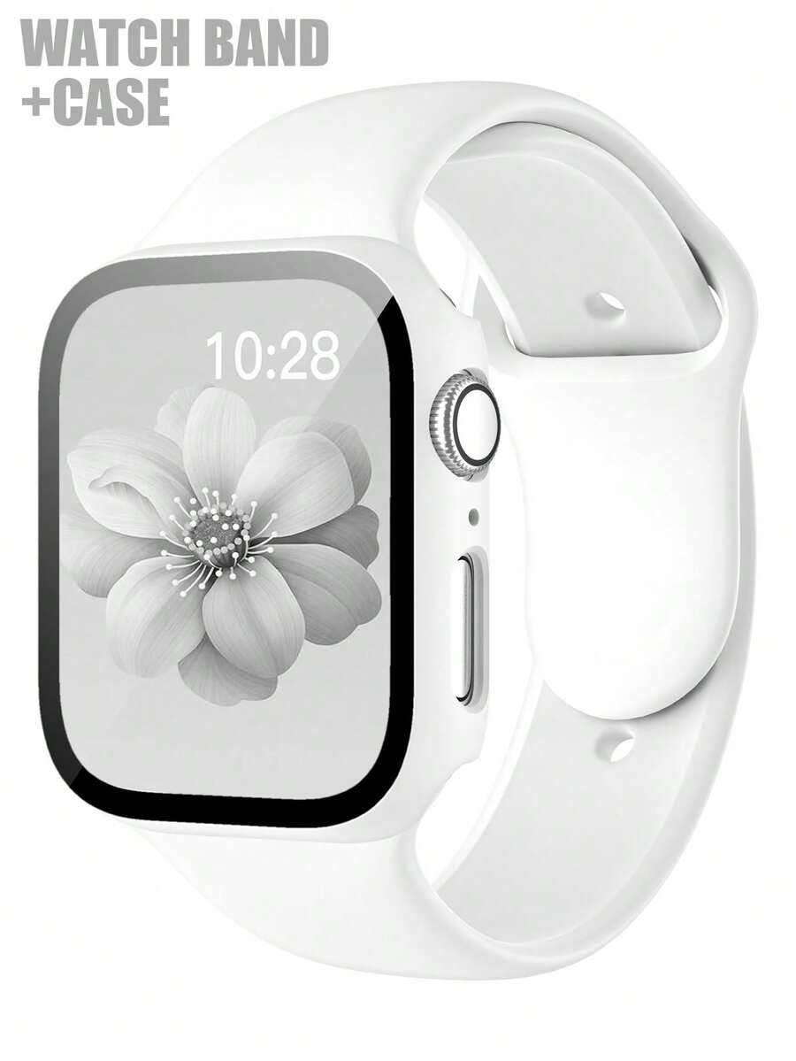 这款二合一表带兼表壳兼容 ,适用于 40mm、41mm、42mm、44mm、45mm、46mm 和 49mm 尺寸。运动休闲风格,搭配铆钉硅胶表带。配备防震防刮硬质 PC 表壳和钢化玻璃屏幕保护膜。兼容 Ultra/11/10/9/8/7/6/5/4/SE 系列。男女皆宜。柔软舒适,易于佩戴,触感灵敏。 - 白色錶帶+錶殼 - 查看 1