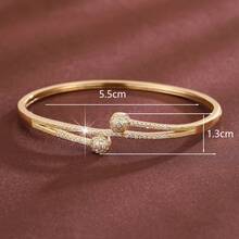 1 pieza Brazalete de mujer con diseño geométrico circular simétrico con incrustaciones de circonita artificial - Multicolor - Ver 7