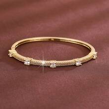 1 pièce Bracelet minimaliste pour femmes avec design géométrique à points et incrusté de zirconium cubique - Multicolore - Voir 10