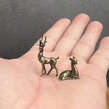2pcs Vintage Brass Deer Figurines - Elegant Mini Decor, Suitable For Home, Furniture And Landscape Design, With Rustic Charm And Distressed Effect - Perfect To Add To Any Room - 2 packs - View 3