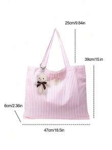 复古条纹帆布手提包，女士大容量条纹帆布手提包 - 时尚单肩包，适合旅行和购物，亮丽的红白条纹，容量大，用途广泛，可手洗 - 无扣，日常手提包，休闲日常手提包 - 彩色 - 查看 10