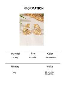 1 Pair Bohemian Style Metal Geometric Wave Shaped Stud Earrings, Versatile For Daily, Beach, Holiday Wear, Jewelry Gift - Yellow Gold - View 7