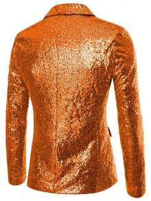 Men's Sequin Suit Jacket, Formal Wear For Banquet, Wedding, Hosting - Orange - View 3