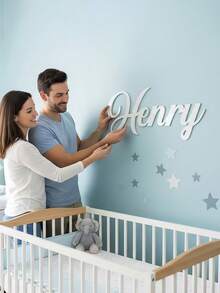 1pc Customized Acrylic Name Sign, Personalized Baby Name Photo Prop Decor, Multifunctional Wall-Mounted Children's Room Decoration, Nursery Decor, Customizable Name Plaque, Customized Baby Shower Party Decoration, Perfect Gift For Baby Boy Or Girl, Room Decor - Nhiều màu - Xem 5