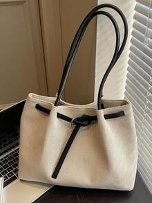 1pc Minimalist Large Capacity Women Tote Bag, Suitable For Travel, Shopping, Vacation, Can Hold Clothes, Books, Laptop - Multicolor - View 2