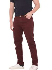 Men's Slim Fit Dress Pants With Welt Pockets And Lycra - Màu Đỏ Sâu - Xem 3