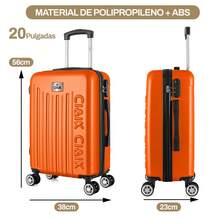 20in Carry-On Luggage Set With Makeup Case - Orange - View 3