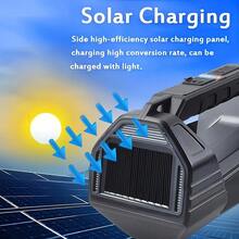 LiHangStar Linterna de mano recargable solar, lámpara portátil de alta luminosidad con carga USB, foco LED, múltiples modos de iluminación, luz lateral, adecuada para emergencias, cortes de energía, senderismo, camping, pesca - Linterna solar - View 8